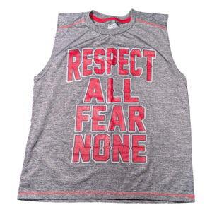 Quad Seven-Kids Tank Top-Respect All Fear None-Size XL 16-18-Grey And Red